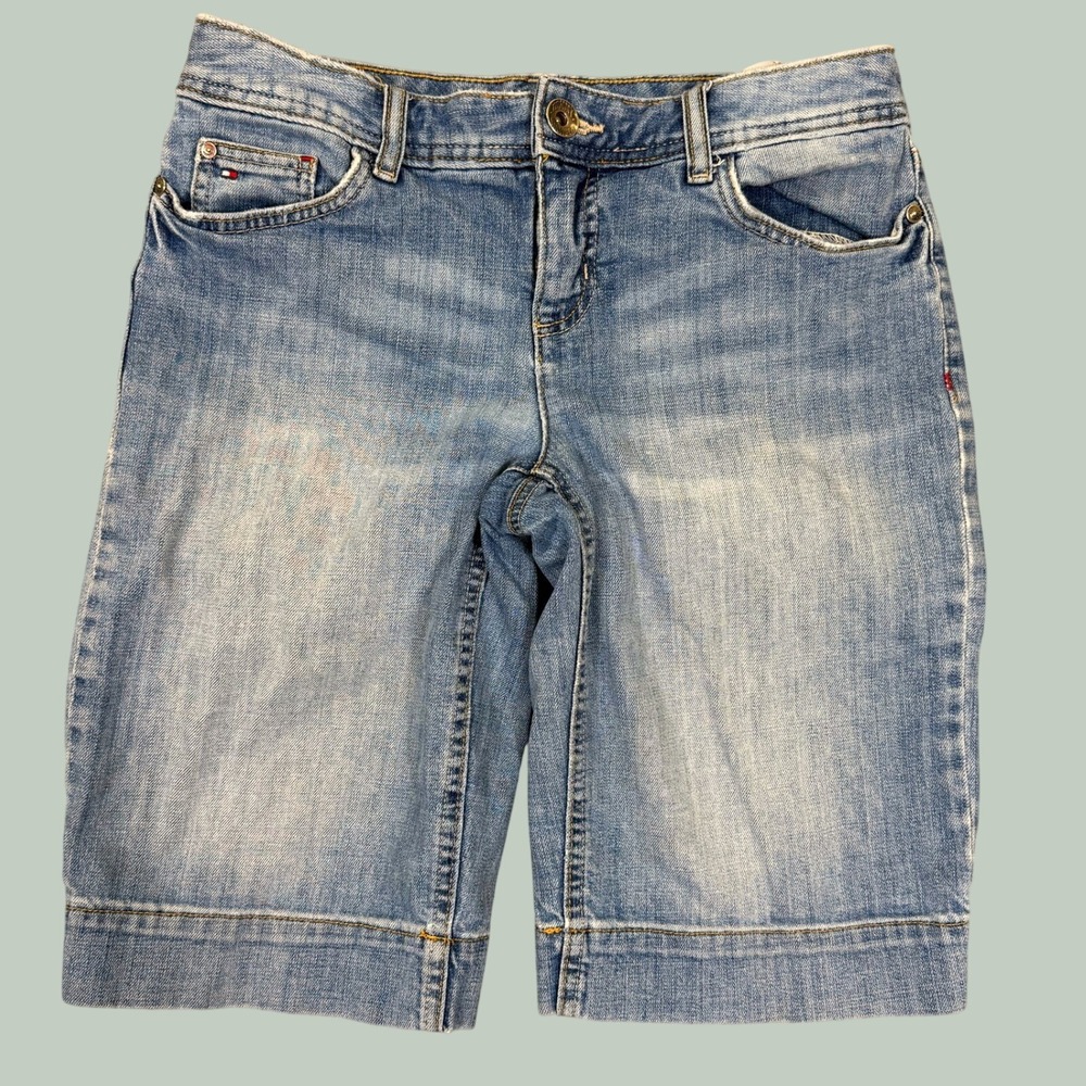 Tommy Hilfiger Denim Shorts Women 4 Blue Bermuda Stretch Casual Summer Classic